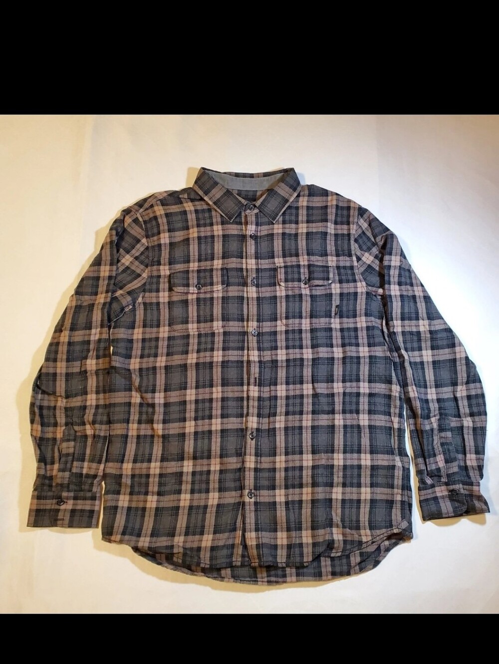 Vans Men's Plaid Button-Down Shirt in Gray and Brown